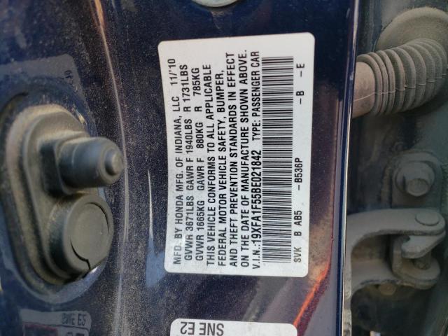 Photo 10 from auction – 2011 HONDA CIVIC LX with VIN 19XFA1F55BE021842