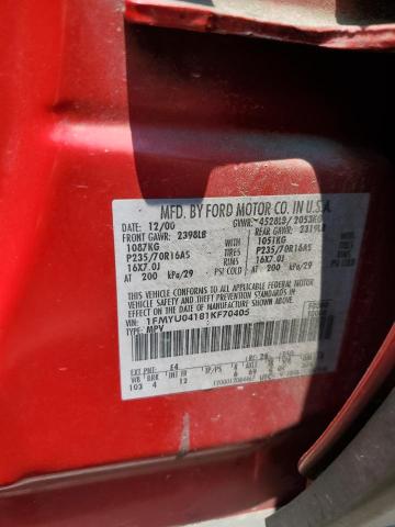 Photo 10 from auction – 2001 FORD ESCAPE XLT with VIN 1FMYU04181KF70405
