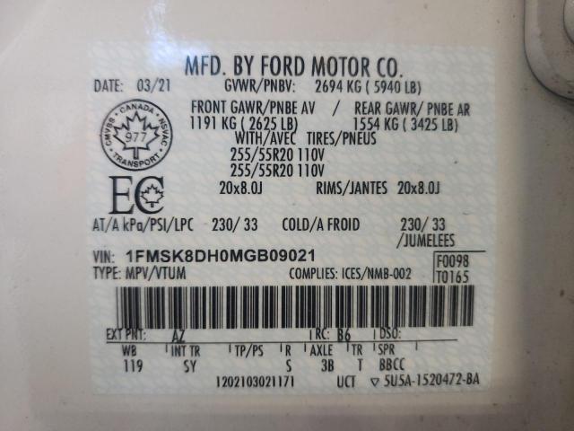Photo 10 from auction – 2021 FORD EXPLORER X with VIN 1FMSK8DH0MGB09021