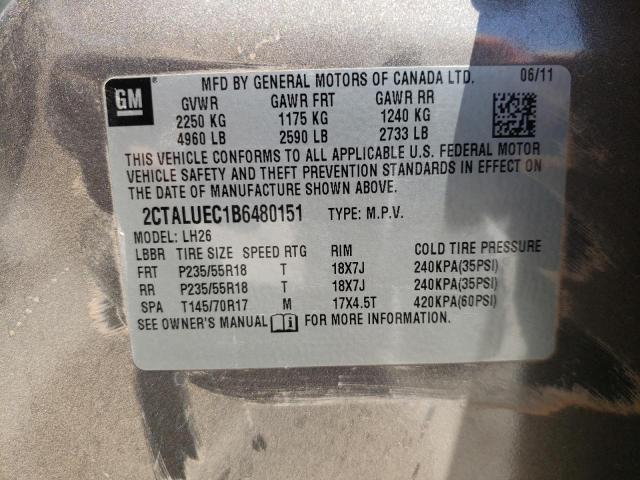 Photo 10 from auction – 2011 GMC TERRAIN SL with VIN 2CTALUEC1B6480151