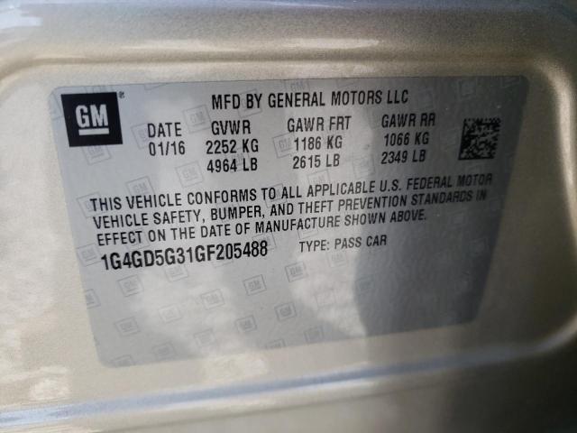 Photo 10 from auction – 2016 BUICK LACROSSE P with VIN 1G4GD5G31GF205488