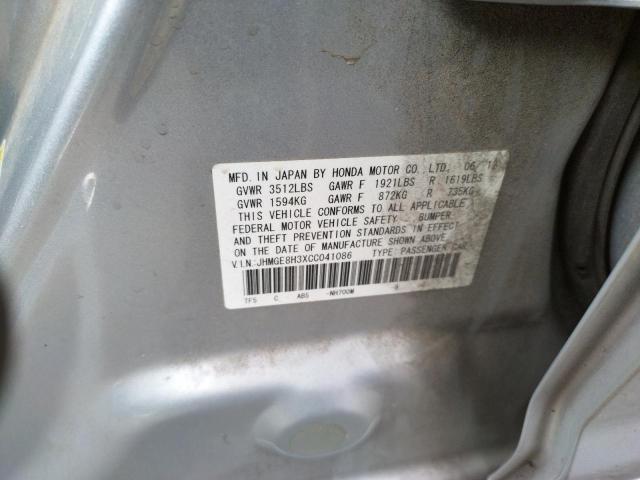 Photo 10 from auction – 2012 HONDA FIT with VIN JHMGE8H3XCC041086