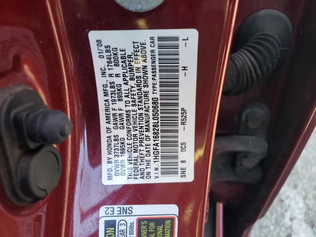 Photo 10 from auction – 2008 HONDA CIVIC EX with VIN 1HGFA16828L050680