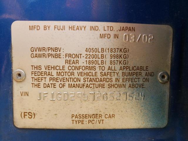 Photo 10 from auction – 2002 SUBARU IMPREZA WR with VIN JF1GD29672G527524
