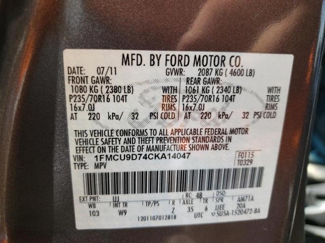 Photo 10 from auction – 2012 FORD ESCAPE XLT with VIN 1FMCU9D74CKA14047