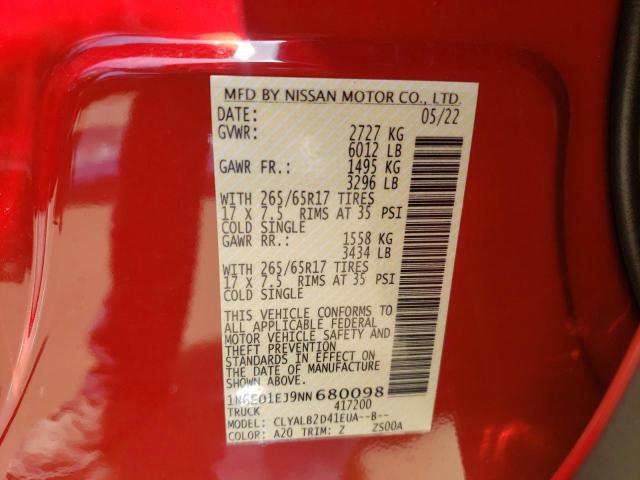 Photo 10 from auction – 2022 NISSAN FRONTIER S with VIN 1N6ED1EJ9NN680098