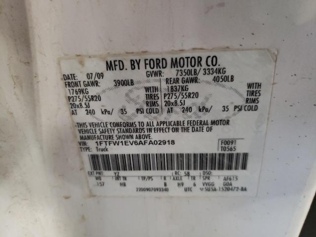 Photo 10 from auction – 2010 FORD F150 SUPER with VIN 1FTFW1EV6AFA02918