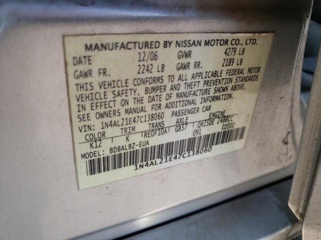 Photo 10 from auction – 2007 NISSAN ALTIMA 2.5 with VIN 1N4AL21E47C138060