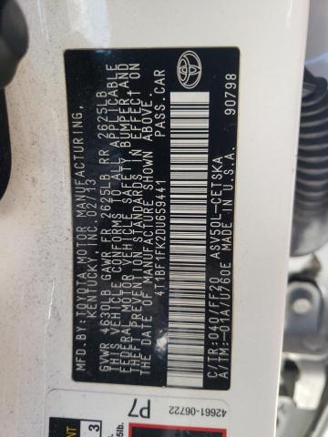 Photo 10 from auction – 2013 TOYOTA CAMRY L with VIN 4T1BF1FK2DU659441
