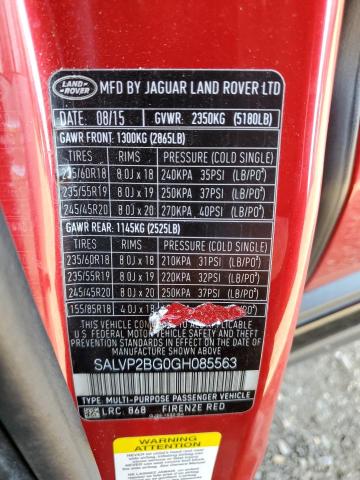 Photo 10 from auction – 2016 LAND ROVER RANGE ROVE with VIN SALVP2BG0GH085563