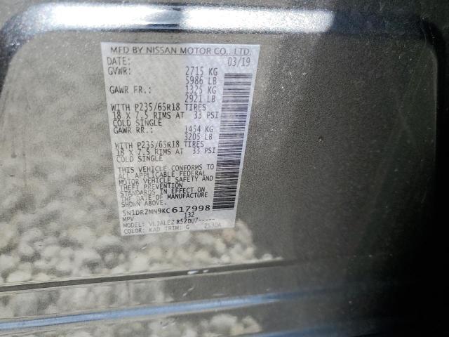 Photo 10 from auction – 2019 NISSAN PATHFINDER with VIN 5N1DR2MN9KC617998