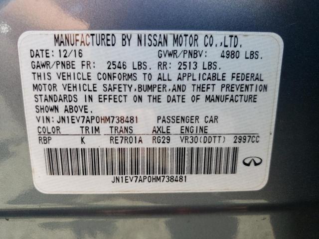 Photo 10 from auction – 2017 INFINITI Q50 PREMIU with VIN JN1EV7AP0HM738481
