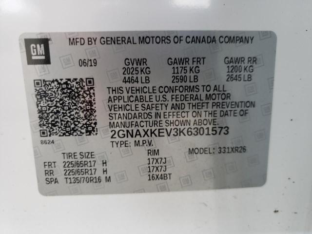 Photo 10 from auction – 2019 CHEVROLET EQUINOX LT with VIN 2GNAXKEV3K6301573