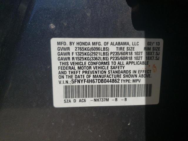 Photo 10 from auction – 2013 HONDA PILOT EXL with VIN 5FNYF4H67DB044862