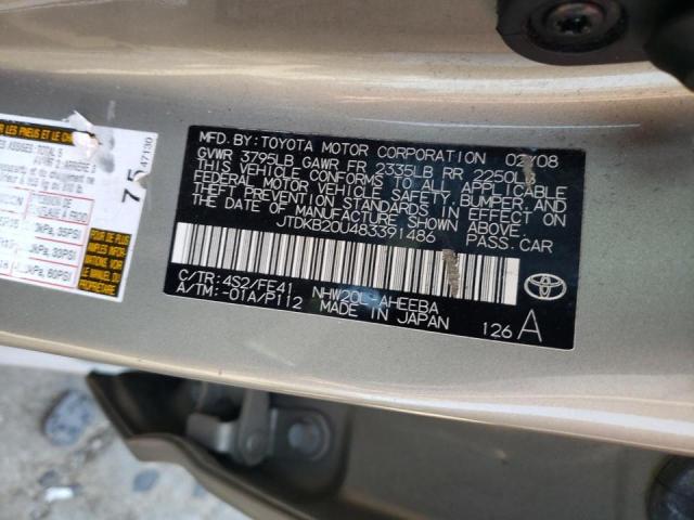 Photo 10 from auction – 2008 TOYOTA PRIUS with VIN JTDKB20U483391486