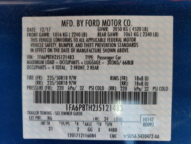 Photo 10 from auction – 2018 FORD MUSTANG with VIN 1FA6P8TH2J5121483