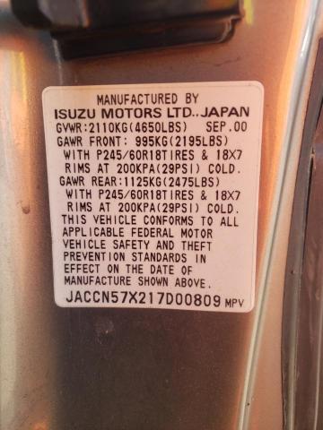 Photo 10 from auction – 2001 ISUZU VEHICROSS with VIN JACCN57X217D00809