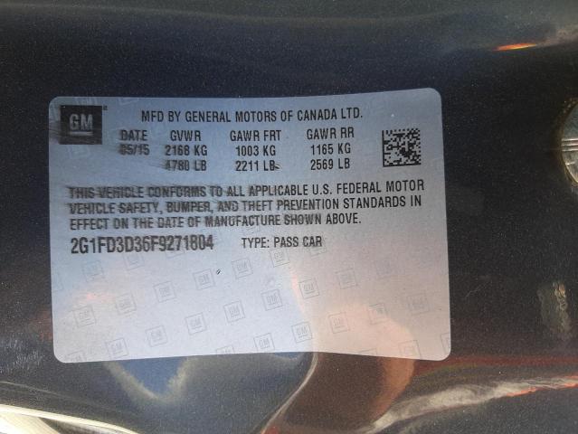 Photo 10 from auction – 2015 CHEVROLET CAMARO LT with VIN 2G1FD3D36F9271804