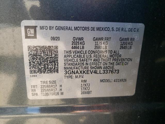 Photo 10 from auction – 2020 CHEVROLET EQUINOX LT with VIN 3GNAXKEV4LL337673