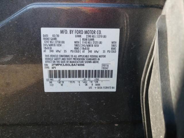 Photo 10 from auction – 2020 FORD EDGE SEL with VIN 2FMPK3J93LBA74096