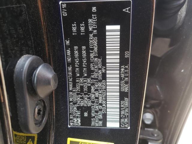 Photo 10 from auction – 2016 TOYOTA HIGHLANDER with VIN 5TDJKRFH1GS318569