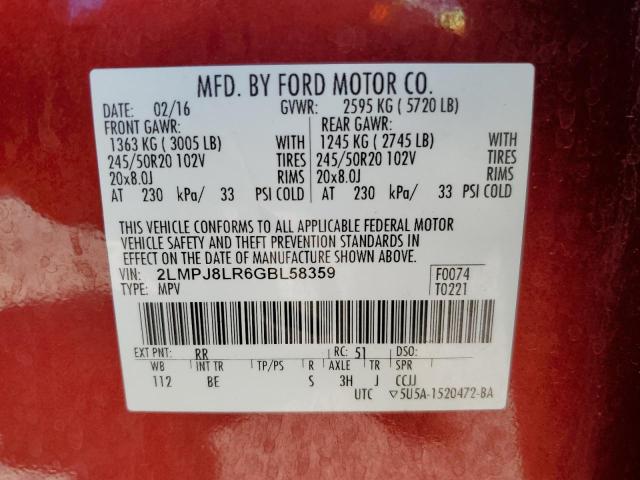 Photo 10 from auction – 2016 LINCOLN MKX RESERV with VIN 2LMPJ8LR6GBL58359