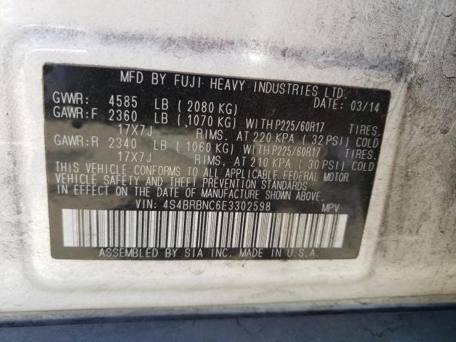 Photo 10 from auction – 2014 SUBARU OUTBACK 2. with VIN 4S4BRBNC6E3302598
