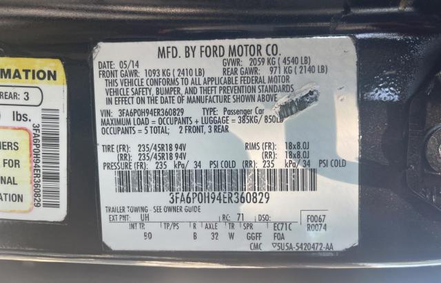 Photo 10 from auction – 2014 FORD FUSION SE with VIN 3FA6P0H94ER360829