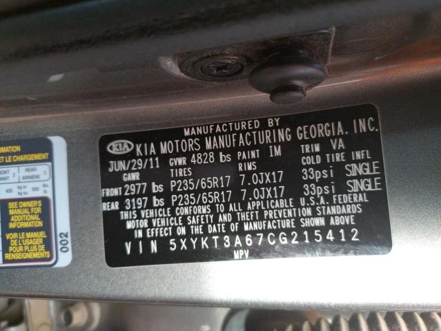 Photo 10 from auction – 2012 KIA SORENTO BA with VIN 5XYKT3A67CG215412