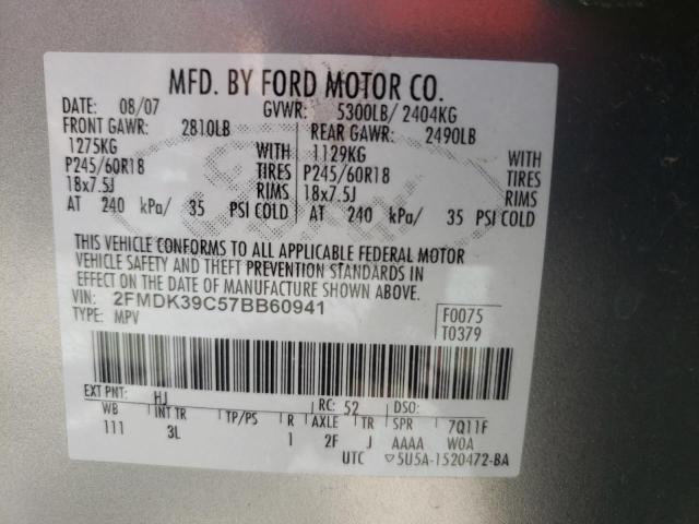 Photo 10 from auction – 2007 FORD EDGE SEL P with VIN 2FMDK39C57BB60941