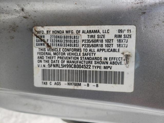 Photo 10 from auction – 2012 HONDA ODYSSEY TO with VIN 5FNRL5H99CB004522