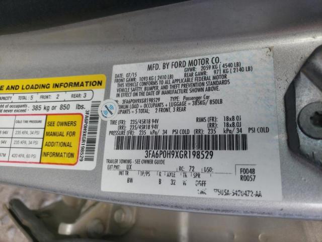 Photo 10 from auction – 2016 FORD FUSION SE with VIN 3FA6P0H9XGR198529