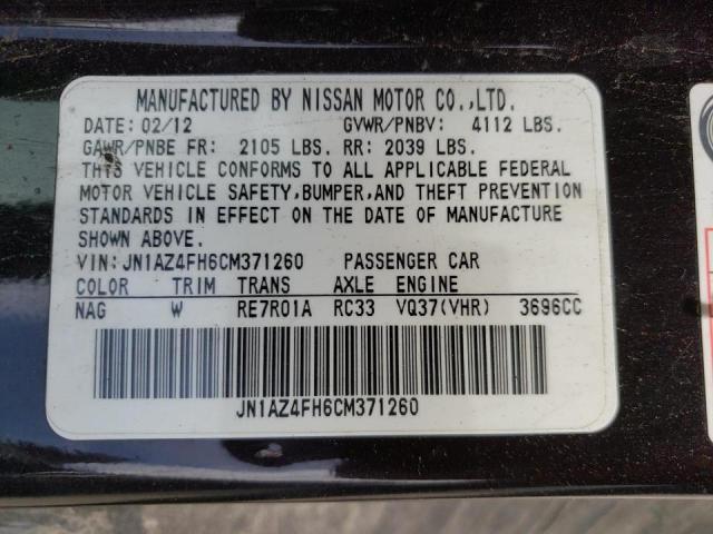 Photo 10 from auction – 2012 NISSAN 370Z BASE with VIN JN1AZ4FH6CM371260