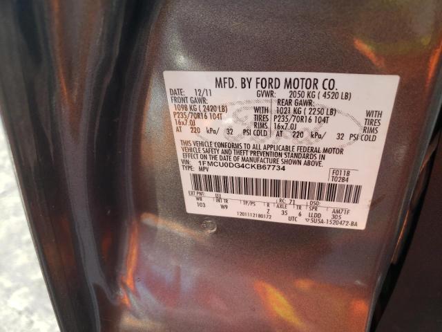 Photo 10 from auction – 2012 FORD ESCAPE XLT with VIN 1FMCU0DG4CKB67734