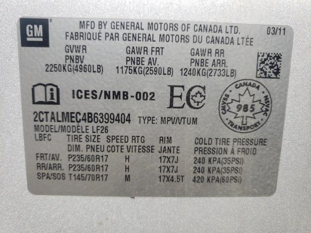 Photo 10 from auction – 2011 GMC TERRAIN SL with VIN 2CTALMEC4B6399404