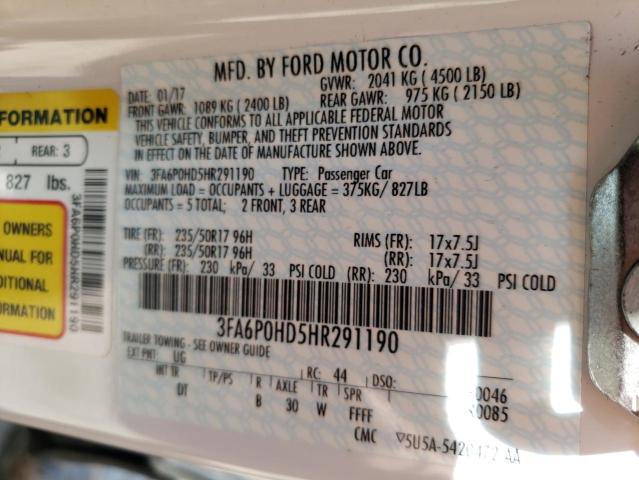 Photo 10 from auction – 2017 FORD FUSION SE with VIN 3FA6P0HD5HR291190