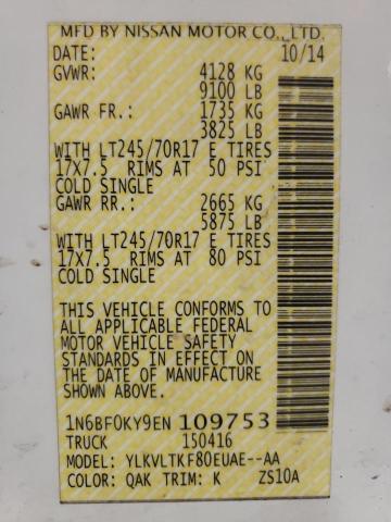Photo 10 from auction – 2014 NISSAN NV2500S/SV with VIN 1N6BF0KY9EN109753