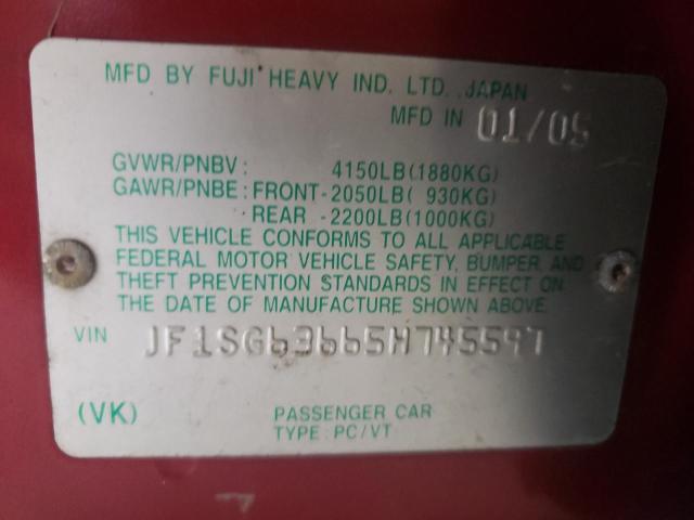 Photo 10 from auction – 2005 SUBARU FORESTER with VIN JF1SG63665H745597