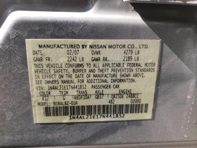 Photo 10 from auction – 2007 NISSAN ALTIMA 2.5 with VIN 1N4AL21E17N441852