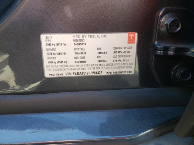 Photo 10 from auction – 2017 TESLA MODEL S with VIN 5YJSA1E17HF201422