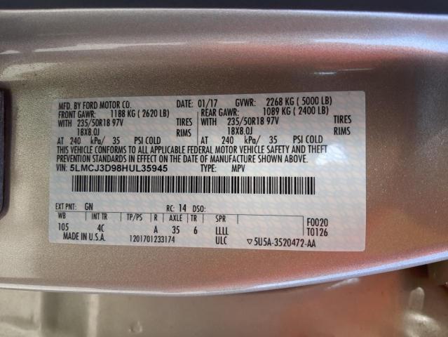 Photo 10 from auction – 2017 LINCOLN MKC RESERV with VIN 5LMCJ3D98HUL35945