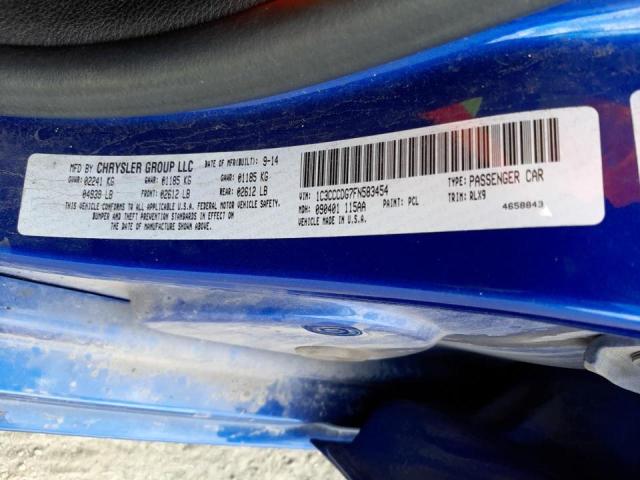 Photo 10 from auction – 2015 CHRYSLER 200 S with VIN 1C3CCCDG7FN583454