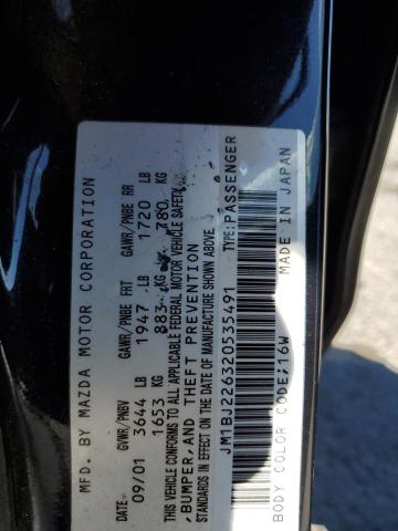 Photo 10 from auction – 2002 MAZDA PROTEGE DX with VIN JM1BJ226320535491