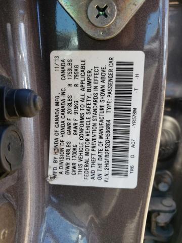 Photo 10 from auction – 2013 HONDA CIVIC LX with VIN 2HGFB2F52DH596864