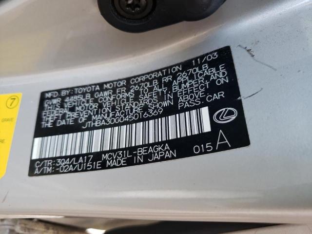 Photo 10 from auction – 2004 LEXUS ES 330 with VIN JTHBA30G045016369