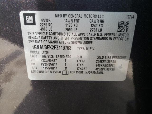 Photo 10 from auction – 2015 CHEVROLET EQUINOX LT with VIN 1GNALBEK2FZ119763