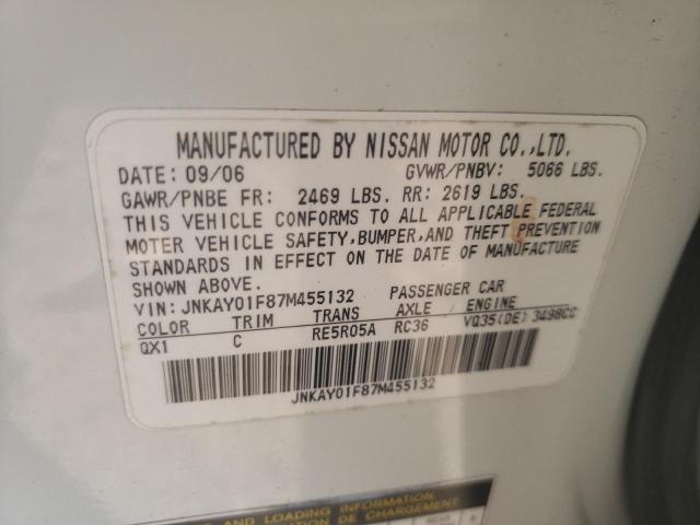 Photo 10 from auction – 2007 INFINITI M35 BASE with VIN JNKAY01F87M455132