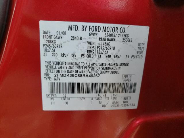 Photo 10 from auction – 2008 FORD EDGE LIMIT with VIN 2FMDK39C88BA49267