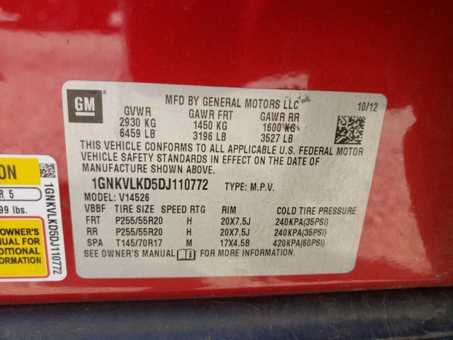 Photo 10 from auction – 2013 CHEVROLET TRAVERSE L with VIN 1GNKVLKD5DJ110772
