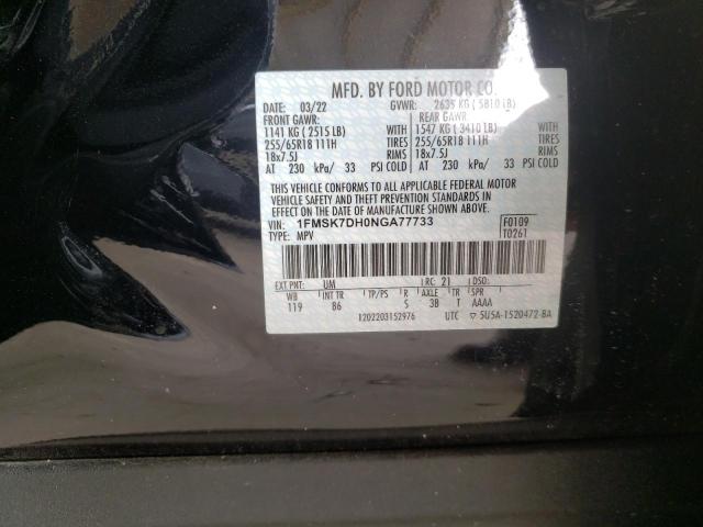 Foto 10 de la subasta – 2022 FORD EXPLORER X con VIN 1FMSK7DH0NGA77733